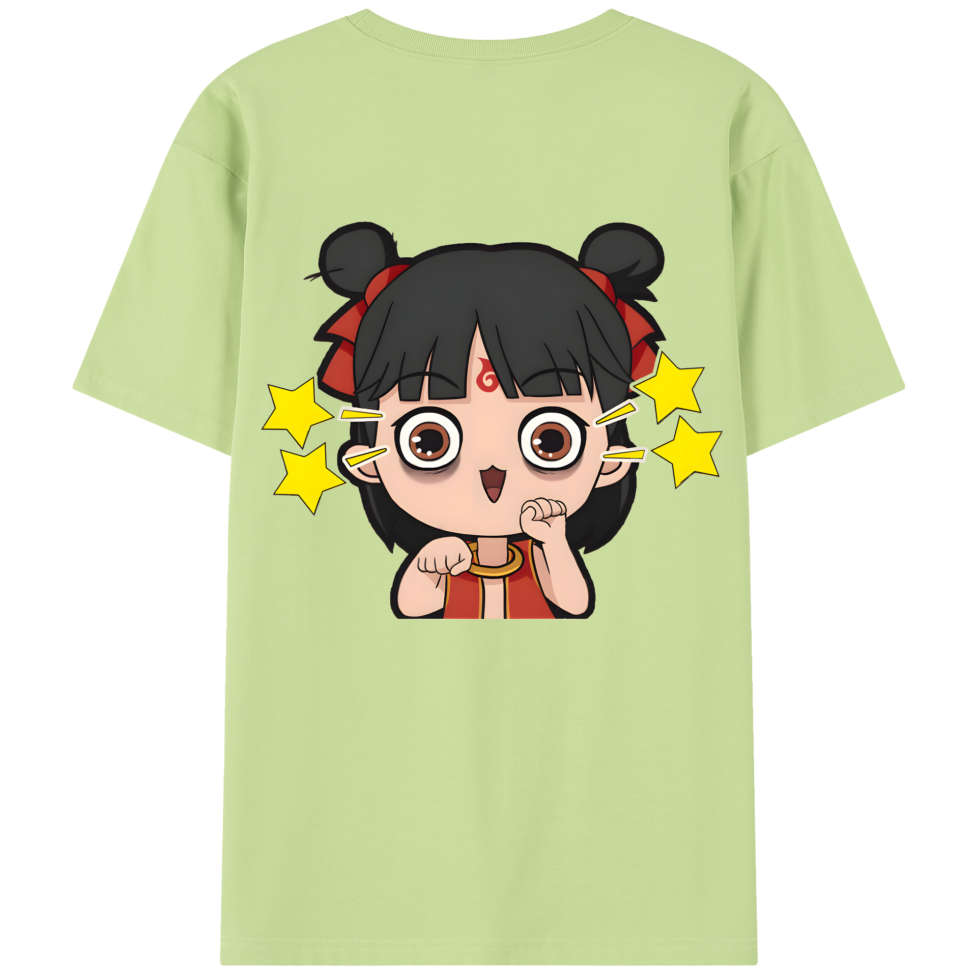 （画像用） Ne Zha 2 ナタ 魔童の大暴れ 綿100％半袖Tシャツ（背面プリント）